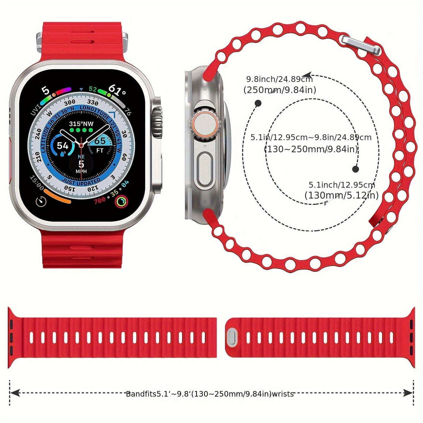 6-Pack Sport Silicone Bands Compatible with Apple Watch Series