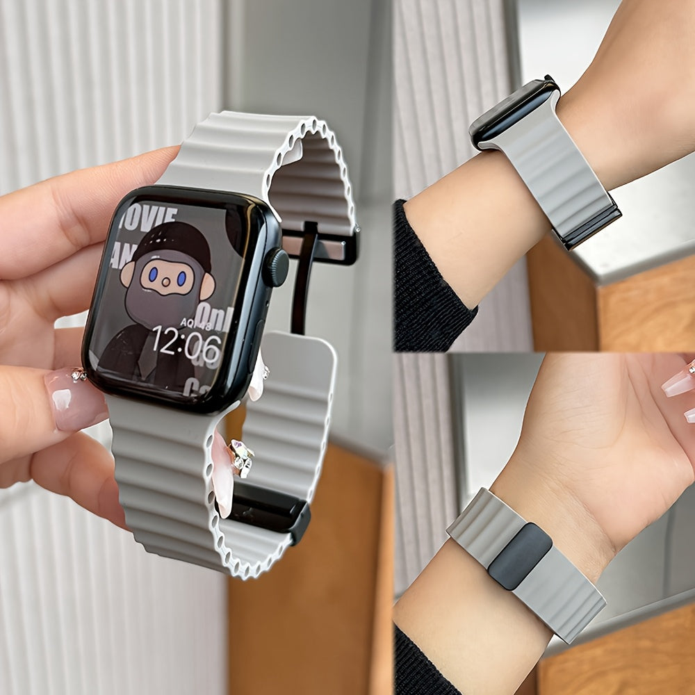 Breathable Silicone Sport Strap with Magnetic Buckle for Apple Watch