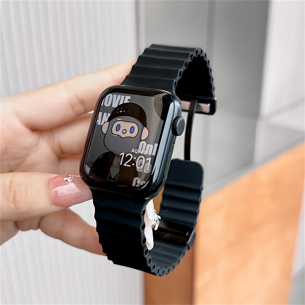 Breathable Silicone Sport Strap with Magnetic Buckle for Apple Watch
