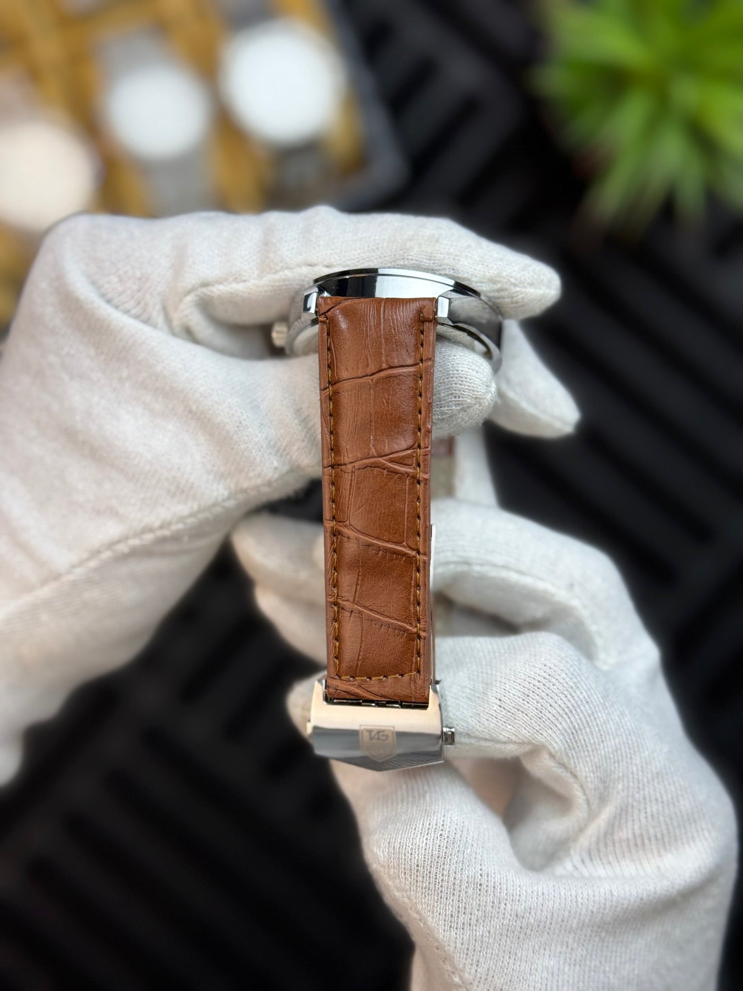 Carrera Leather Strap Men's Watch - White & Brown