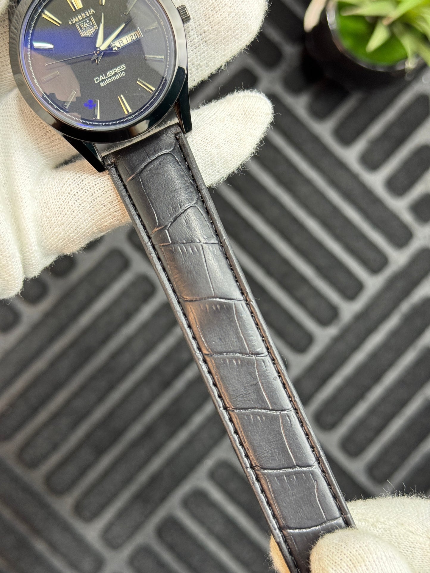 Carrera Leather Strap Men's Watch - Full Black