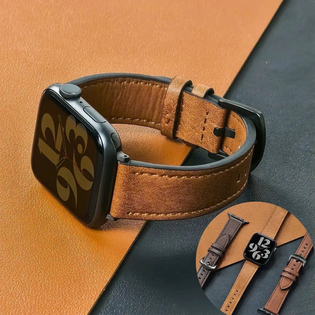 Kalfsleren horlogeband voor Apple Watch-band