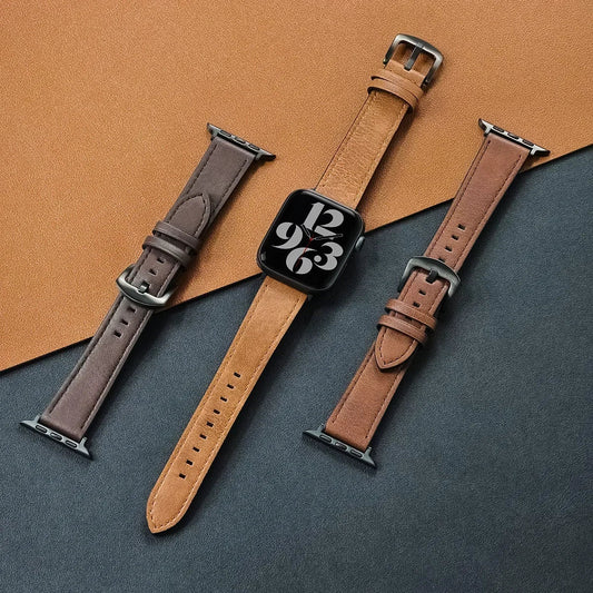 Kalfsleren horlogeband voor Apple Watch-band
