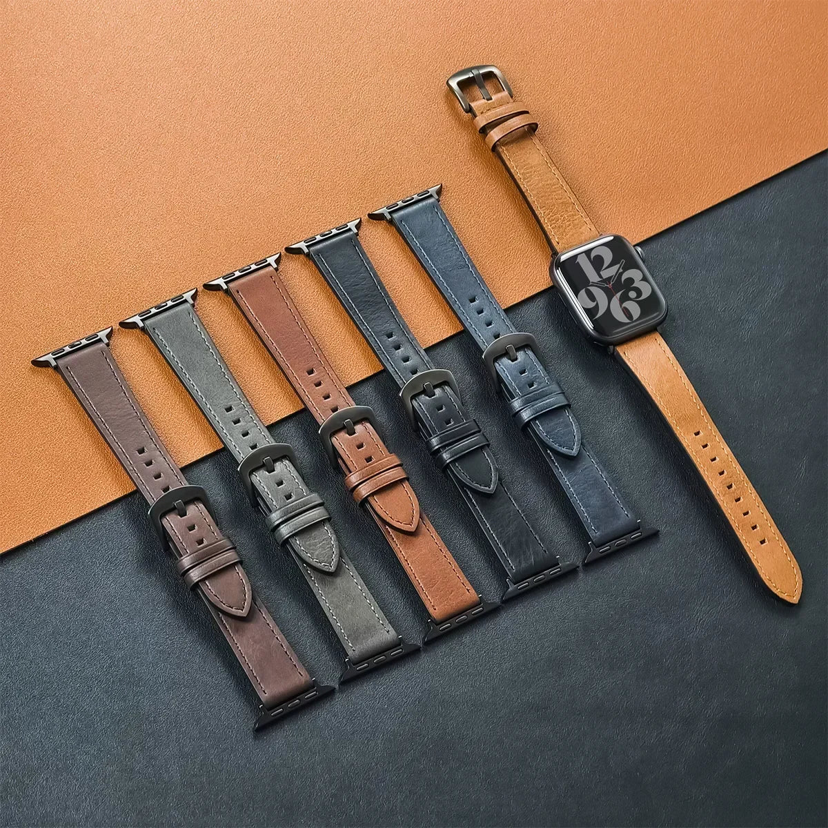 Kalfsleren horlogeband voor Apple Watch-band