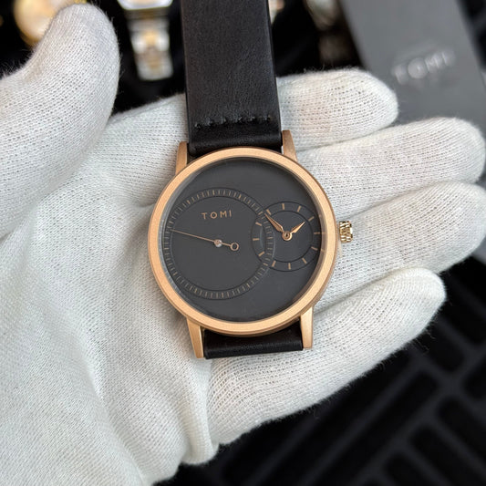 TOMI Dual Time Men Luxury Leather Strap Watch